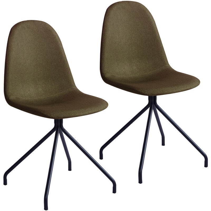 Svita - Lot de 2 chaises de salle à manger Pieds en métal Chaise rembourrée Polyester Olive