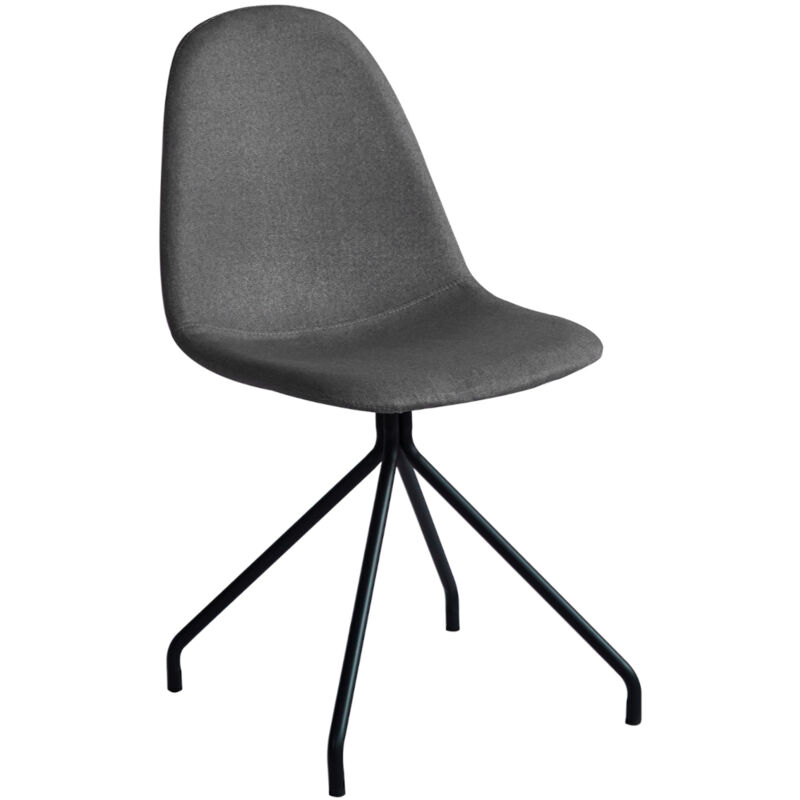 Lot de 2 chaises de salle à manger pieds métal chaise rembourrée polyester gris foncé - Svita