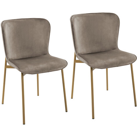 Svita – Lot de 2 chaises rembourrées taupe/or – Design sobre – Dimensions 50x50x81cm – Hauteur d'assise 50cm – Pieds en acier stable