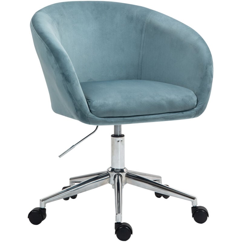 Svita - louisa chaise de bureau en velours bleu, réglable en hauteur