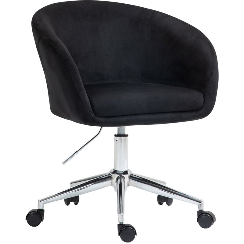 Svita - louisa chaise de bureau en velours noir, réglable en hauteur
