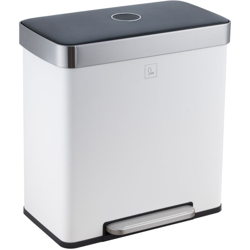 SVITA LT2X30 Poubelle 60l Poubelle à pédale 2 compartiments avec couvercle blanc