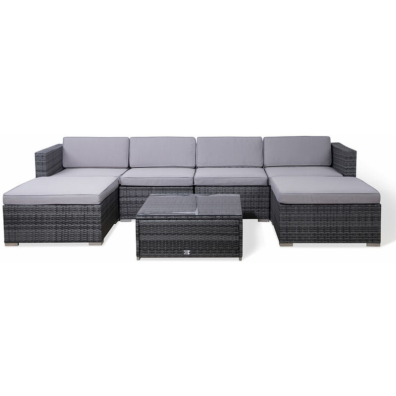 LUGANO Polyrattan Lounge Rattan Set Couch Sofagarnitur schwarz Gartenmöbel - Svita