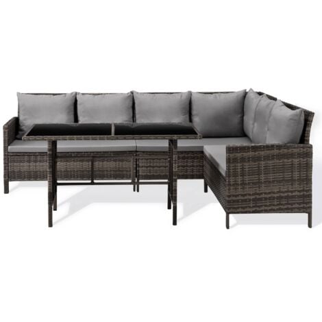SVITA MADISON Rattan-Lounge Ecksofa Rattan-Lounge Gartenmöbel-Set Garnitur Braun