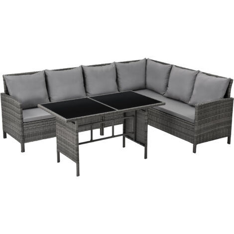 SVITA MADISON Rattan-Lounge Ecksofa Rattan-Lounge Gartenmöbel-Set Garnitur Grau
