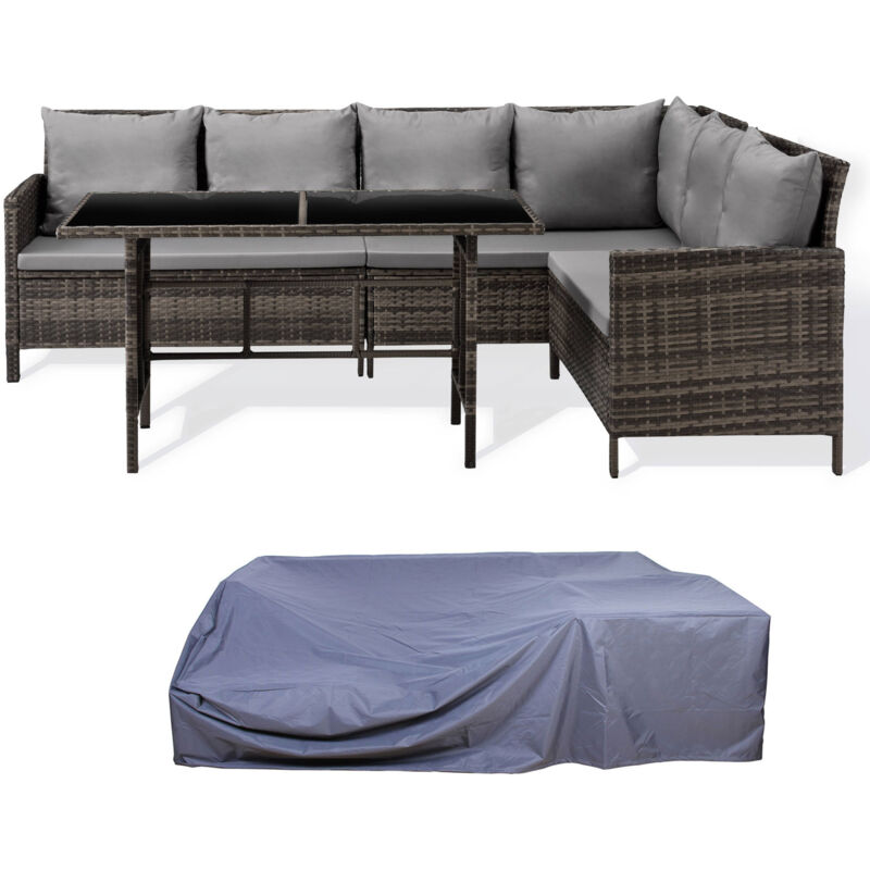 SVITA MADISON Set Rotin Meuble de Jardin Hotte Polyrattan Lounge Marron