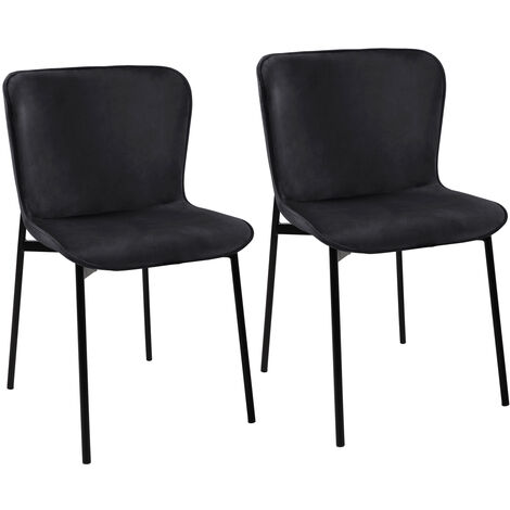 SVITA MARY Lot de 2 chaises de salle à manger rembourrées sans accoudoirs Chaise de cuisine Chaise de salon noir/noir