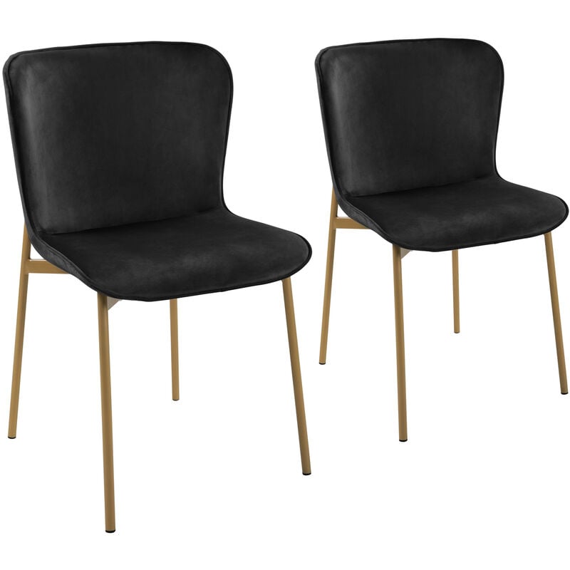 Svita - mary Lot de 2 chaises de salle à manger Chaise rembourrée sans accoudoirs Chaise de cuisine noire/or