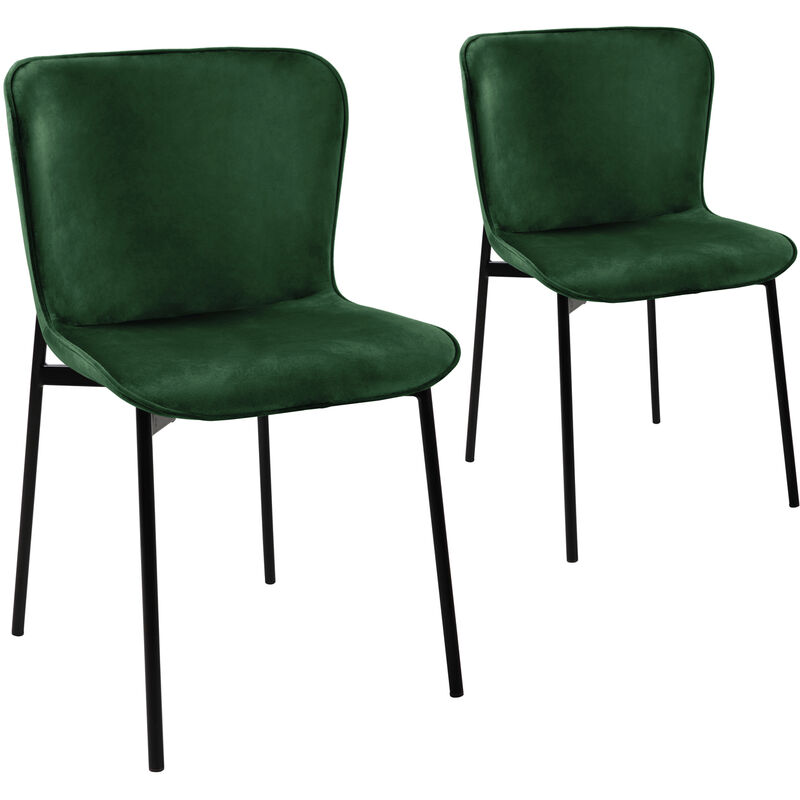 Svita - mary Lot de 2 chaises de salle à manger Chaise rembourrée sans accoudoirs Chaise de cuisine vert foncé/noir