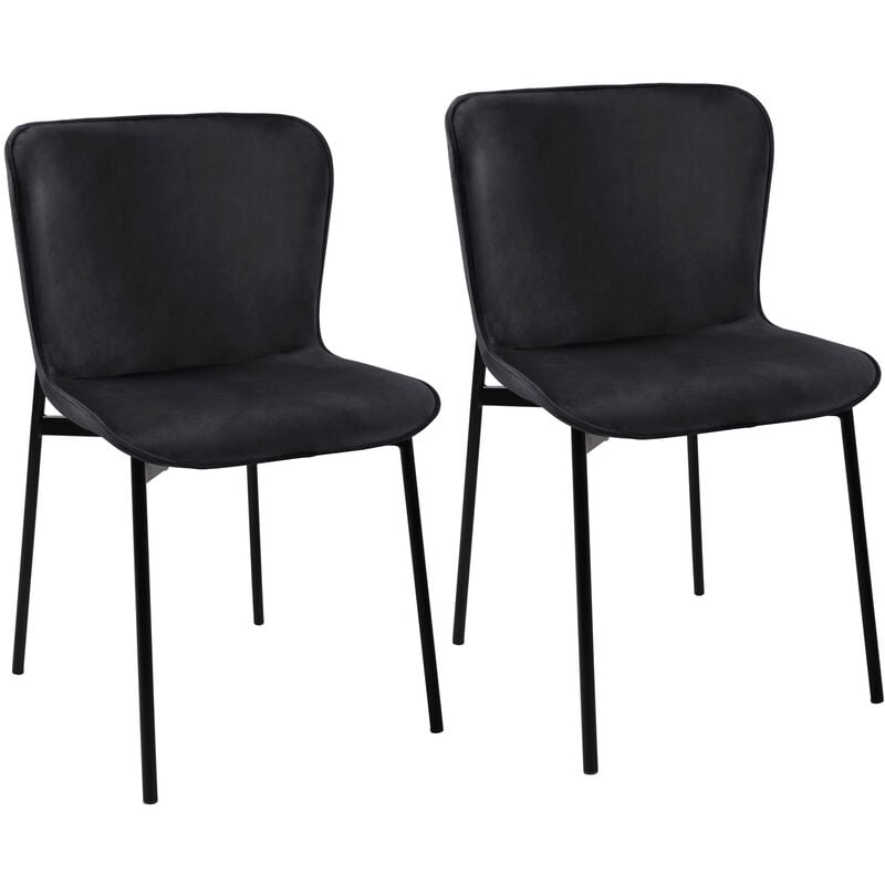 Svita - mary Lot de 2 chaises de salle à manger rembourrées sans accoudoirs Chaise de cuisine Chaise de salon noir/noir