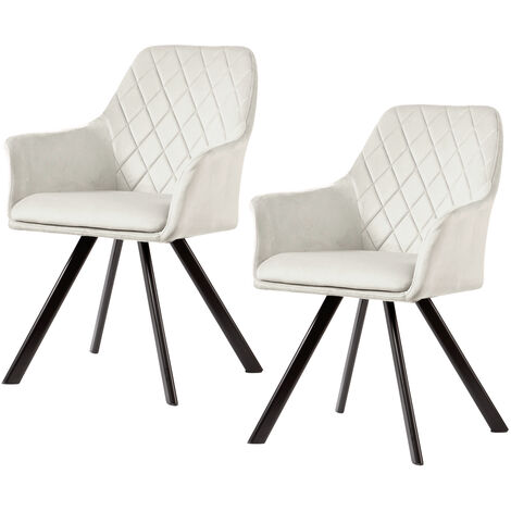 SVITA MASON Lot de 2 chaises de salle à manger avec accoudoirs Chaise rembourrée Chaise de cuisine Chaise de salon Pieds en métal beige
