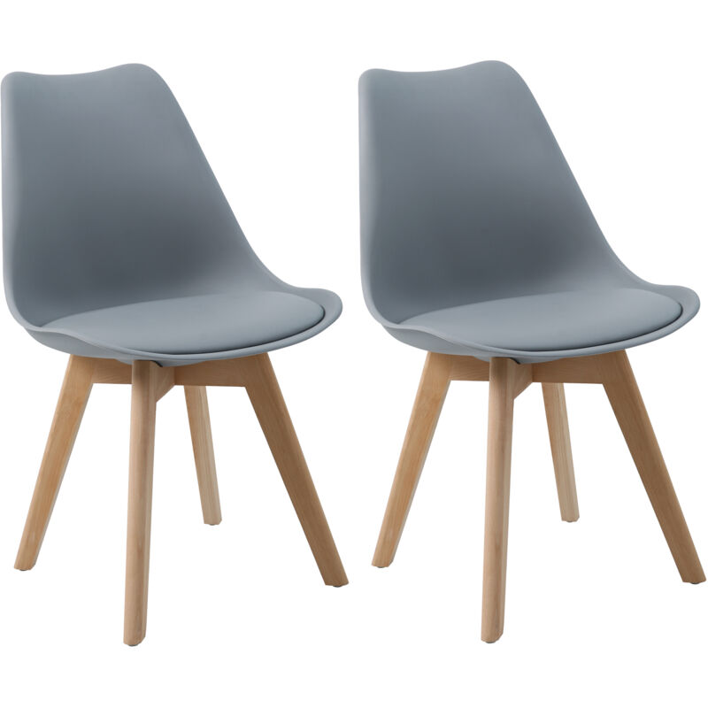 Mats Lot de 2 chaises de salle à manger Chaises de cuisine bois dossier similicuir gris - Svita