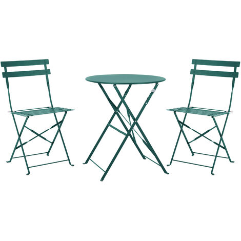 SVITA Meubles de balcon Bistroset Chaise Table Jardin Bistro Café Métal Meubles pliants noir