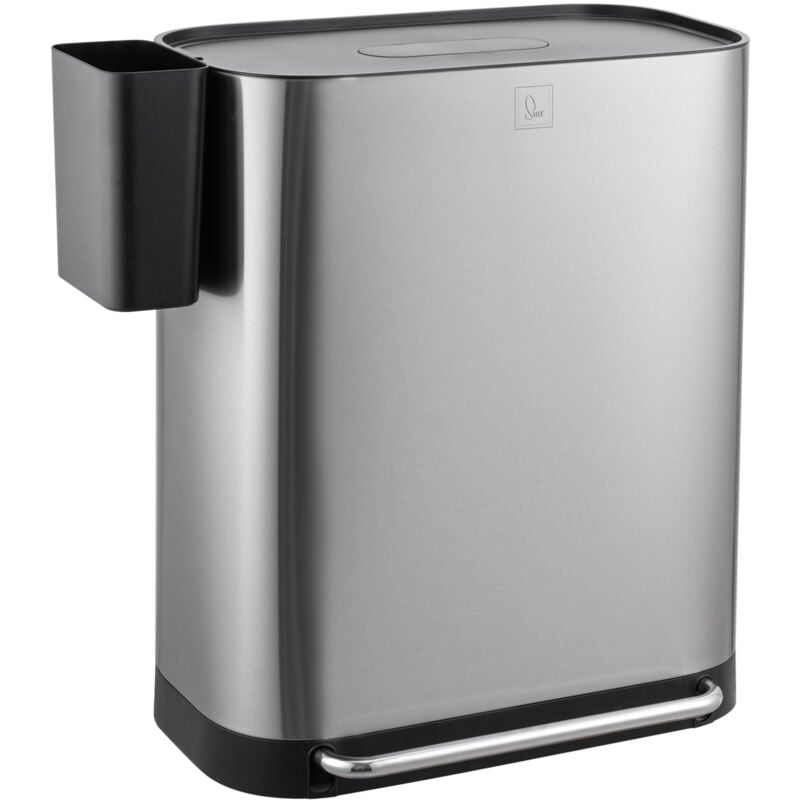 MLT2X30 Poubelle à pédale 60l 2 compartiments avec couvercle argent - Svita