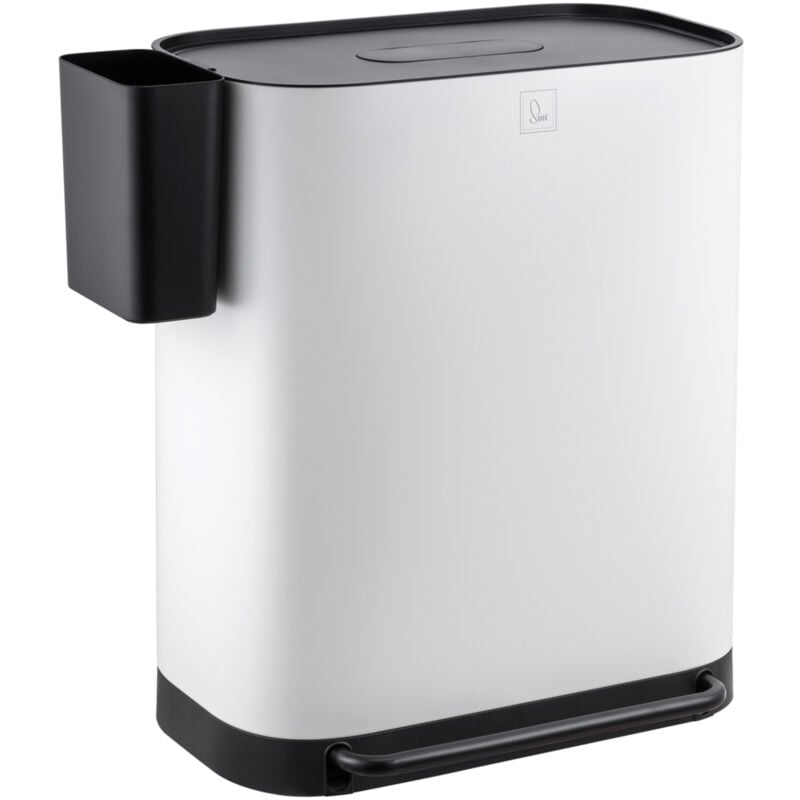 MLT2X30 Poubelle à pédale 60l 2 compartiments avec couvercle blanc - Svita