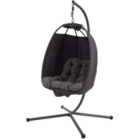 SVITA NELLY Chaise suspendue avec support pliable Chaise suspendue Siège suspendu Panier suspendu Gris foncé