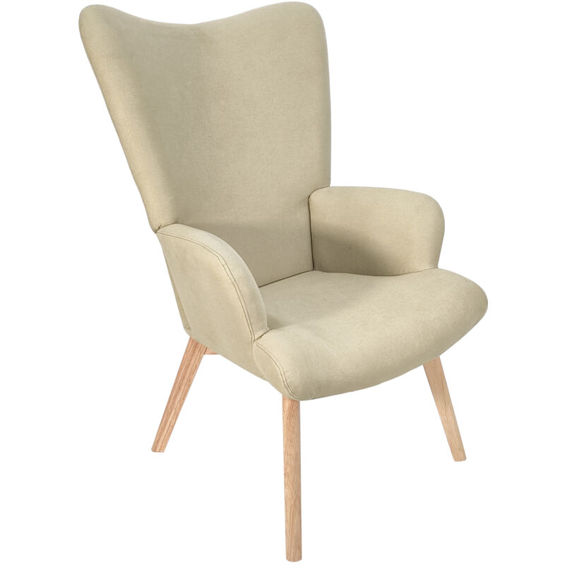 SVITA OLAV fauteuil à oreilles chaise de relaxation accoudoir dossier haut moderne beige