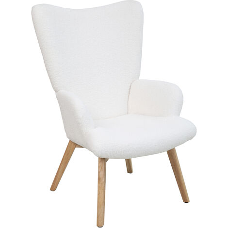 SVITA OLAV fauteuil à oreilles chaise de relaxation accoudoir dossier haut moderne blanc