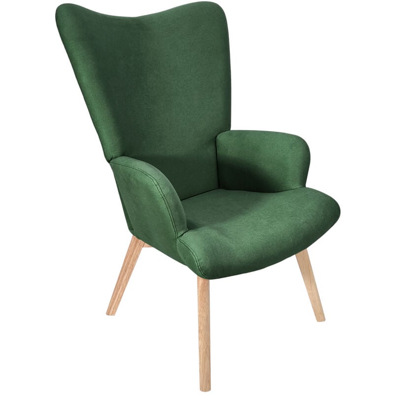 Olav fauteuil à oreilles chaise de relaxation accoudoir dossier haut moderne vert foncé - Svita