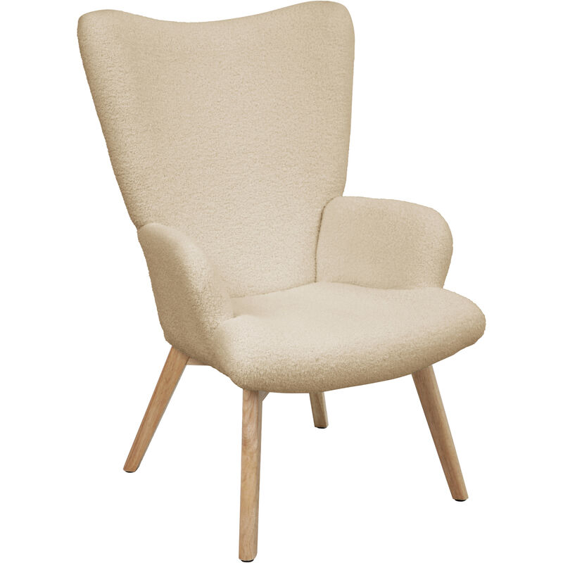 Olav fauteuil à oreilles chaise de relaxation accoudoir dossier haut moderne marron clair - Svita