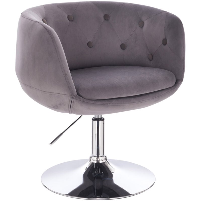 Panama chaise longue rétro chaise de cocktail gris aspect velours plaque base chaise de bar - Svita