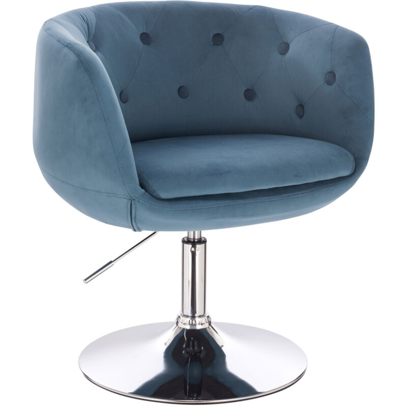 Svita - Panama Retro Loungestuhl Cocktailsessel Blau Petrol Samt-optik Tellerfuß