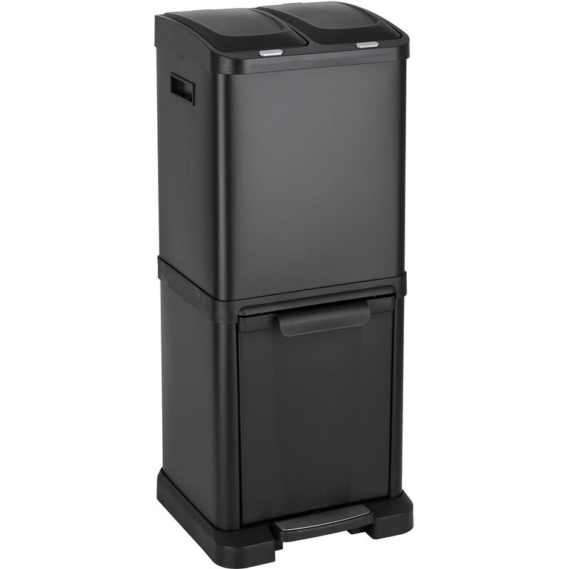 Poubelle 2x8L + 16L Poubelle de tri Collecteur de déchets Noir - Svita
