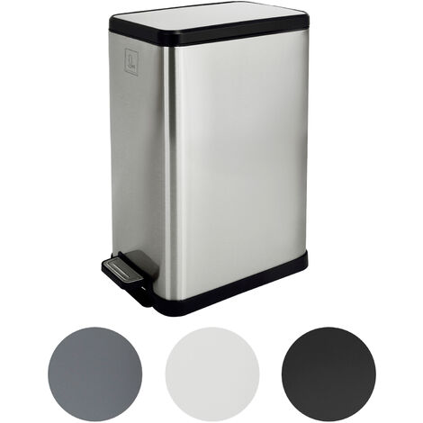 Svita – Poubelle à pédale 15l – Couvercle Softclose – Seau intérieur amovible – Acier inoxydable argenté – Dimensions 20 x 36 x 45 cm - STM15