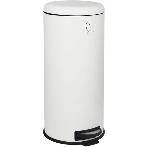 Svita – Poubelle à pédale 30 litres – Acier peint par poudrage – Couvercle antidérapant – Seau intérieur avec anse – Design élégant blanc - 30Litres