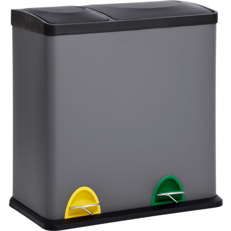 Svita – Poubelle tri sélectif 35 litres – 2 compartiments 12L + 23L – Pédale antidérapante – Acier revêtu et plastique – Pour cuisine et bureau - TC2Combo35