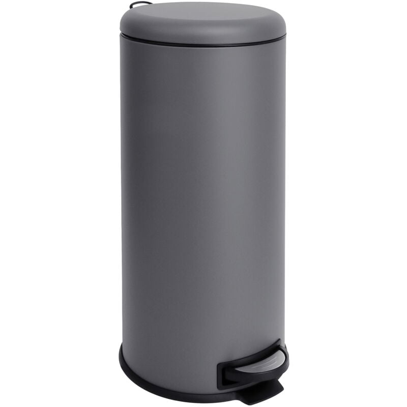 T30 Poubelle grise 30Litres en inox Poubelle à pédale Poubelle à déchets - Svita