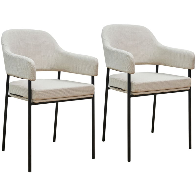 Scarlett Chaise de salle à manger set de 2 fauteuils Chaise rembourrée tissu blanc - Svita