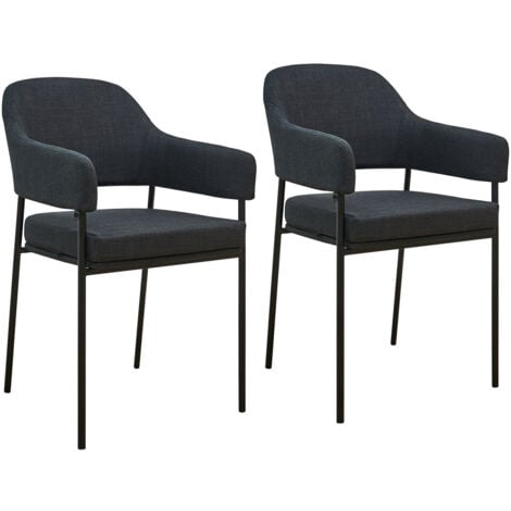 SVITA SCARLETT Lot de 2 chaises de salle à manger Chaise avec accoudoirs Chaise rembourrée Tissu Marron