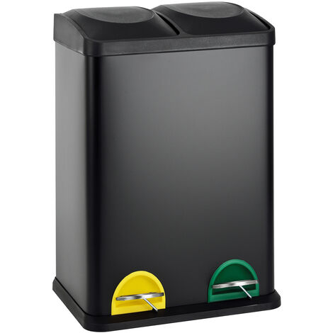 Svita – Seau de cuisine 40L pour tri sélectif – 2 compartiments de 20L – Acier revêtu par poudre – Mécanisme d'ouverture silencieux - TC2X20