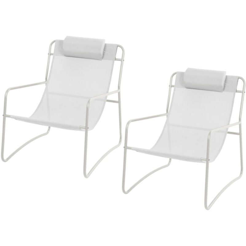 Sveio Set de 2 Fauteuils de Relaxation Outdoor Chaise de Jardin avec Coussin Chaise Longue blanc/blanc - Svita