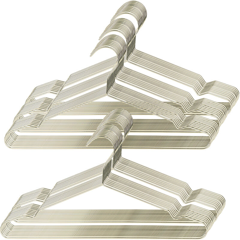 Lot de 50 cintres avec barrette pantalon fins et légers en métal doré - Svita