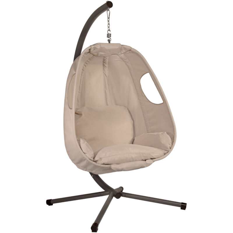 Svita - snuggy fauteuil suspendu avec structure panier suspendu extérieur beige
