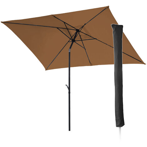 SVITA Sonnenschirm Set 3x2m Balkonschirm rechteckig mit Sonnenschutz Matt Schutzhülle Taupe