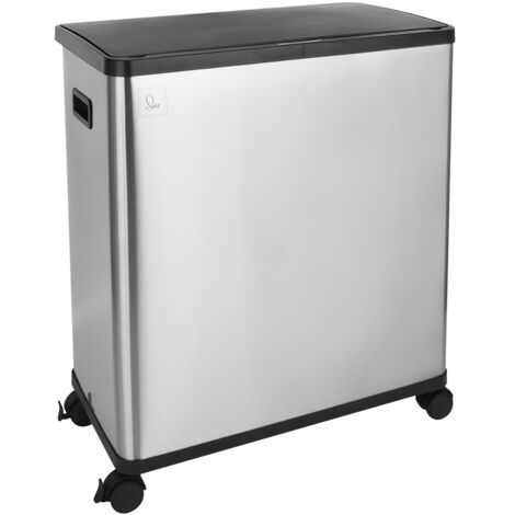 SVITA SR2X30 Sensormülleimer Abfalleimer 2fach 60l inkl. Räder Silber