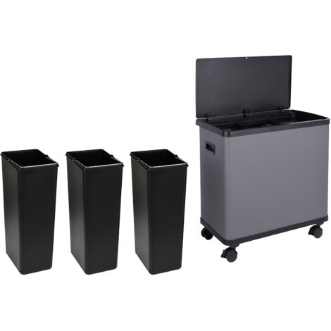 SVITA SR3X18 54L Sensor-Mülleimer 3 Fächer Mülltrennsystem Stahl Grau