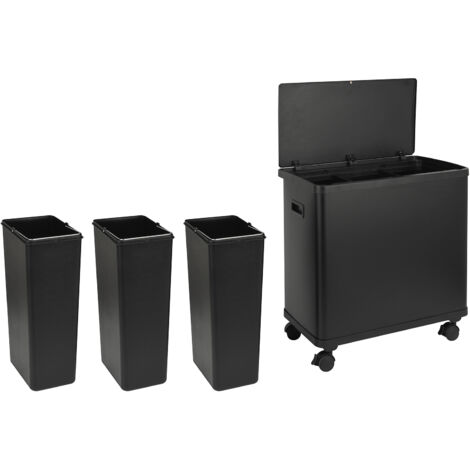 SVITA SR3X18 54L Sensor-Mülleimer 3 Fächer Mülltrennsystem Stahl Schwarz
