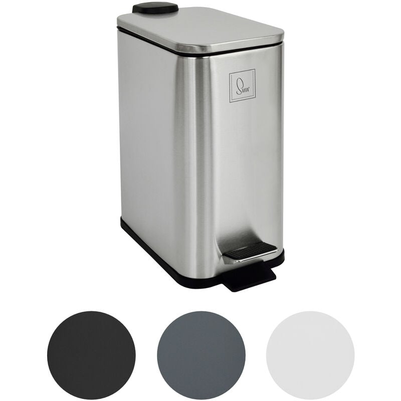 ST5 Poubelle à pédale 5l incl. seau intérieur Softclose rectangulaire argenté - Svita