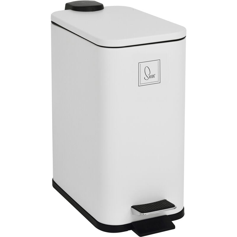 ST5 Poubelle à pédale 5l incl. seau intérieur Softclose rectangulaire blanc - Svita