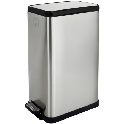 SVITA STM18 Mülleimer Treteimer 18l inkl. Inneneimer Softclose-Deckel Silber