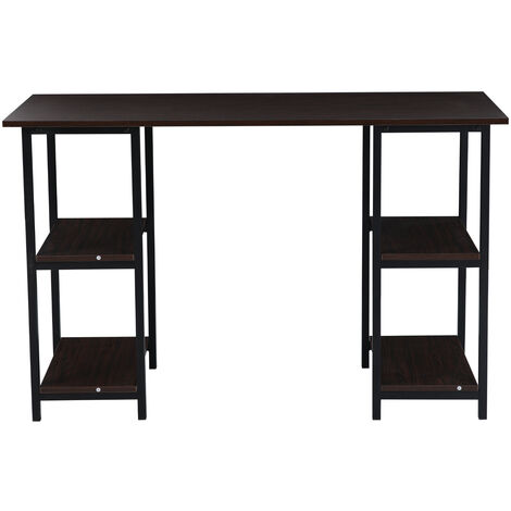 SVITA STUDIO Schreibtisch Regal Nussbaum-Optik schwarze Metall-Beine