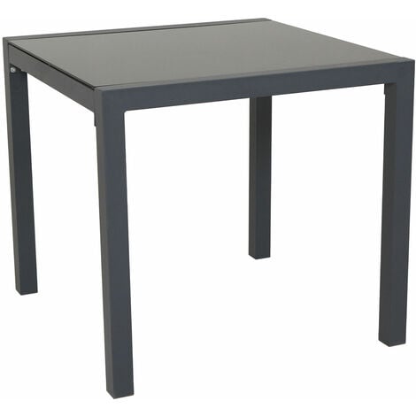 SVITA Table de jardin en aluminium avec plateau en verre Table de balcon Meuble de jardin gris
