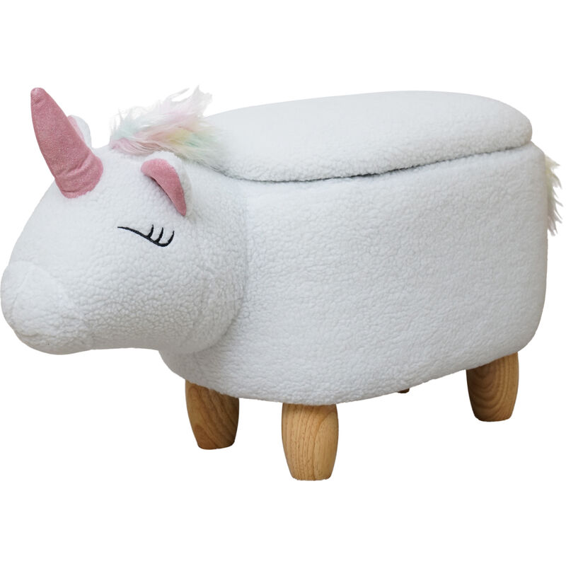 Tabouret pour animaux Espace de rangement Tabouret pour enfants Chambre d'enfant Boîte à siège licorne - Svita