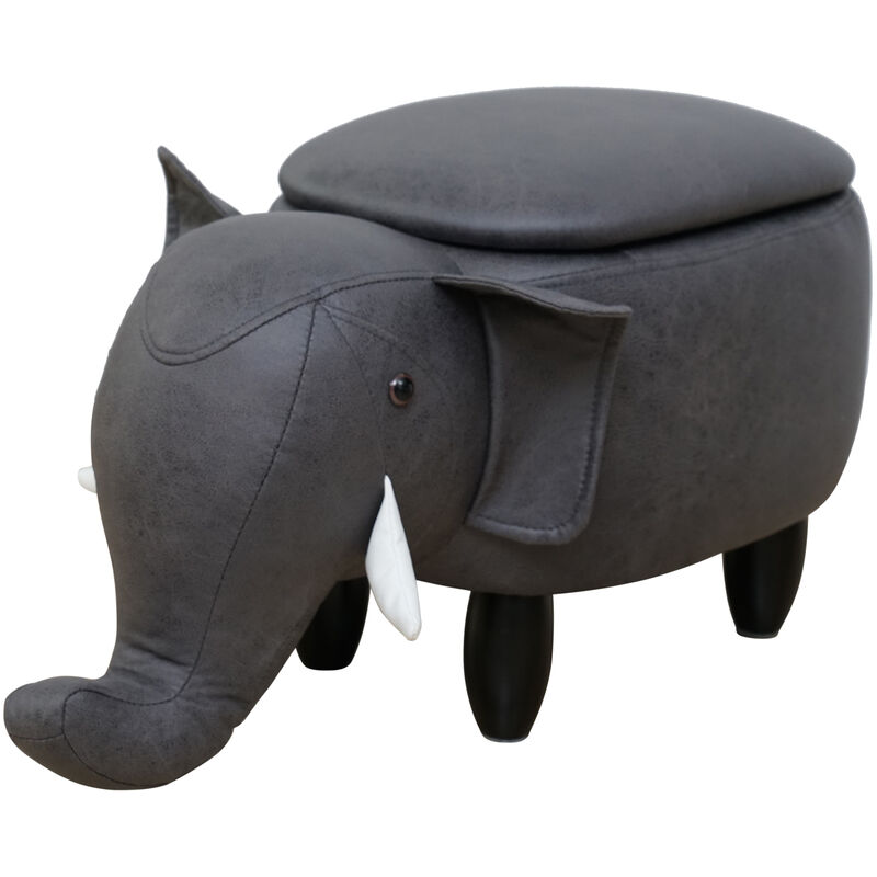 Tabouret pour animaux Espace de rangement Tabouret pour enfants Chambre d'enfants Éléphant gris - Svita