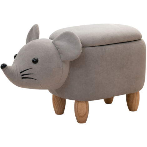 SVITA Tabouret pour animaux Espace de rangement Tabouret pour enfants Chambre d'enfants Boîte de siège Souris Gris