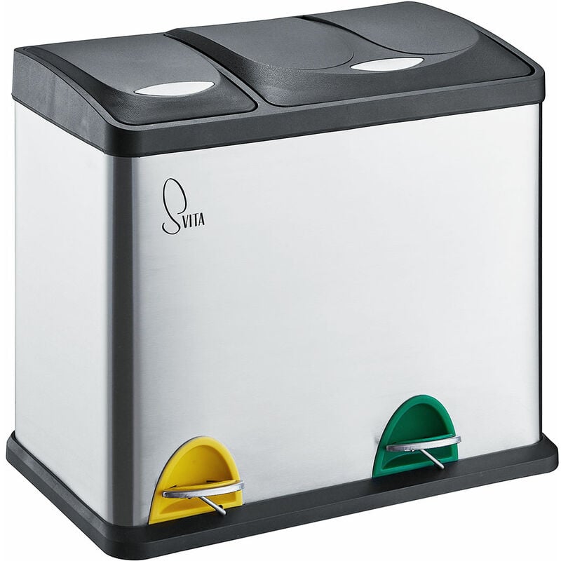 TC2 Combo26 Corbeille à papier Poubelle de tri sélectif Acier inoxydable 8L+18L Argenté - Svita